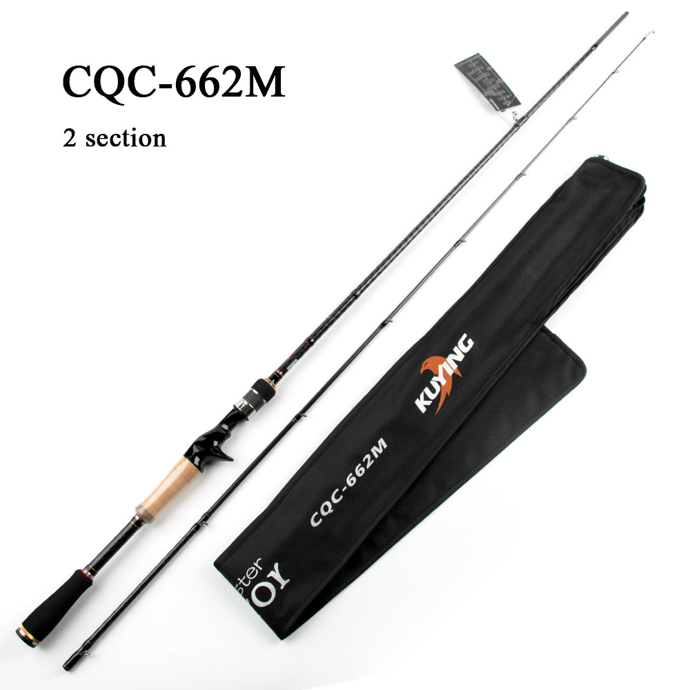 KUYING Conqueror 1.98m 2.0m 2.07m Fast Action Casting Spinning Fishing Lure Rod Carbon Pole 2 Sections Bass Master Hard Soft