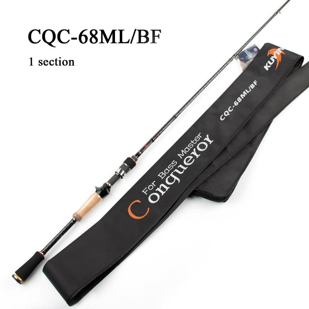 KUYING Conqueror 1.95m 1.98m 2m 2.05m Fast Action Carbon Lure Casting Spinning Fishing Rod Fish Pole BASS Master Hard Soft