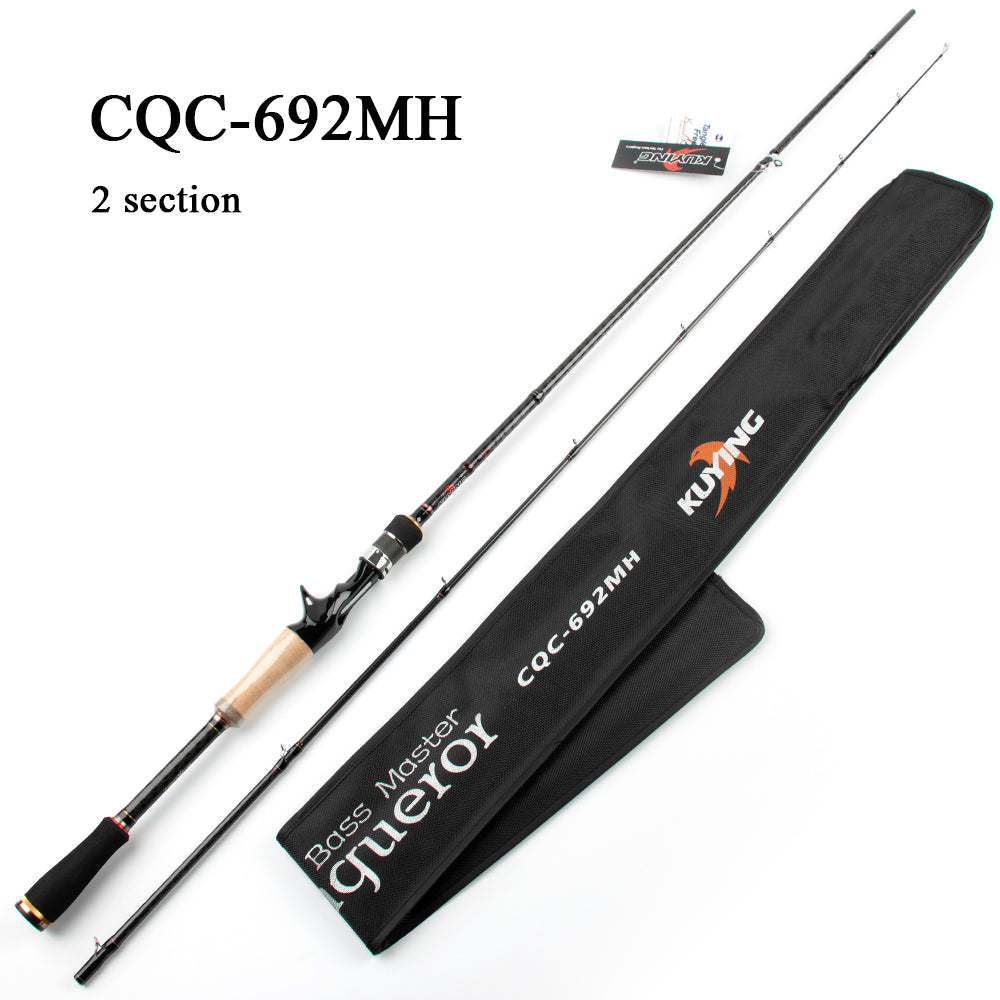 KUYING Conqueror 1.98m 2.0m 2.07m Fast Action Casting Spinning Fishing Lure Rod Carbon Pole 2 Sections Bass Master Hard Soft