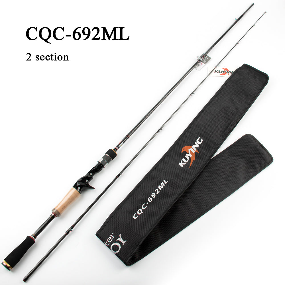 KUYING Conqueror 1.98m 2.0m 2.07m Fast Action Casting Spinning Fishing Lure Rod Carbon Pole 2 Sections Bass Master Hard Soft