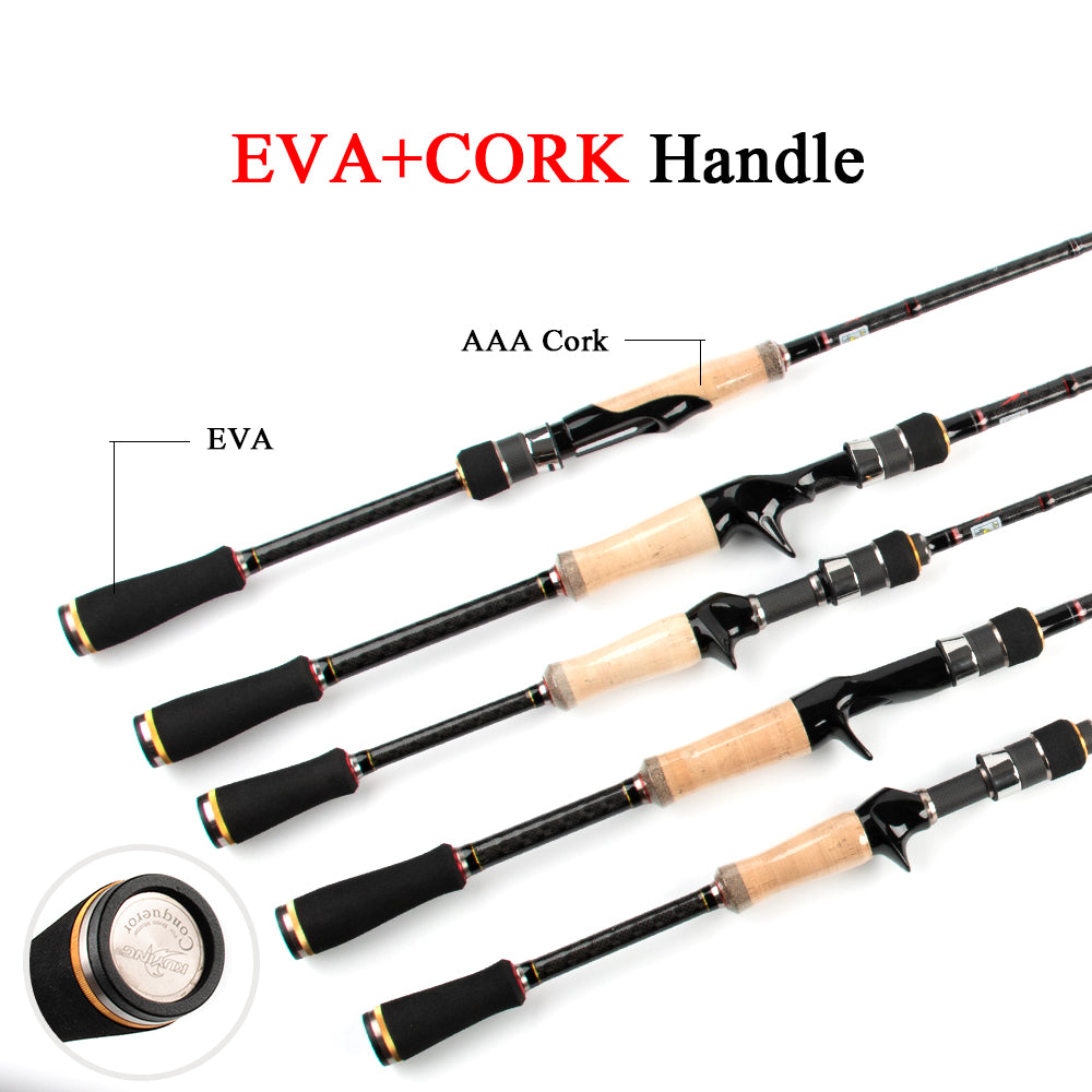 KUYING Conqueror 1.98m 2.0m 2.07m Fast Action Casting Spinning Fishing Lure Rod Carbon Pole 2 Sections Bass Master Hard Soft