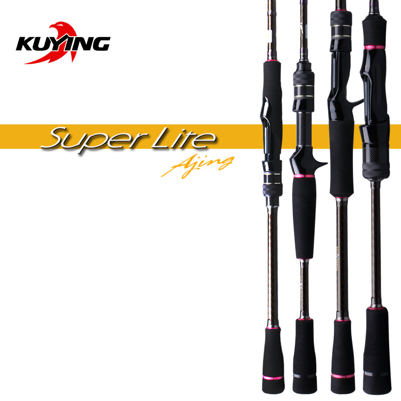 KUYING SUPERLITE Ajing 2.28m 7'6" 2.58m 8'6" Spinning Casting Fishing Lure Rod Stick Cane Pole Super Fast Action Bottom Water