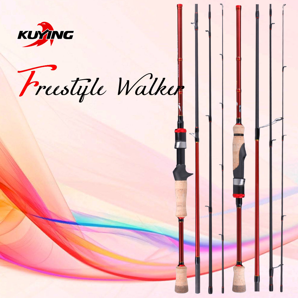 KUYING Freestyle Walker 2.1m 7'0" Spinning Casting Fishing Carbon Mini Travel Rod Soft Light Pole Cane Stick 2-10g Lure