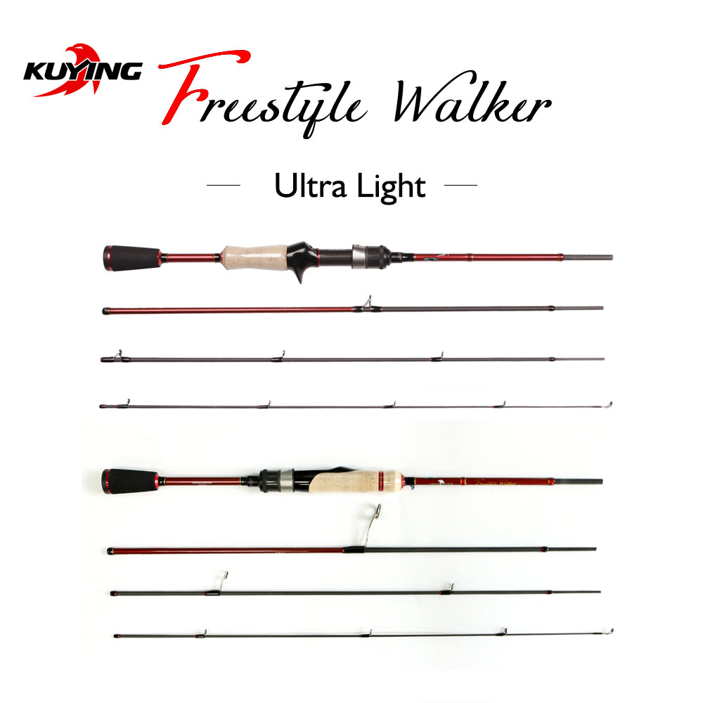 KUYING FREESTYLE UL Ultra Light 1.8m 6' Fishing Lure Rod 1-7g Spinning Casting Pole Cane Stick FUJI Parts Mini Travel Pocket