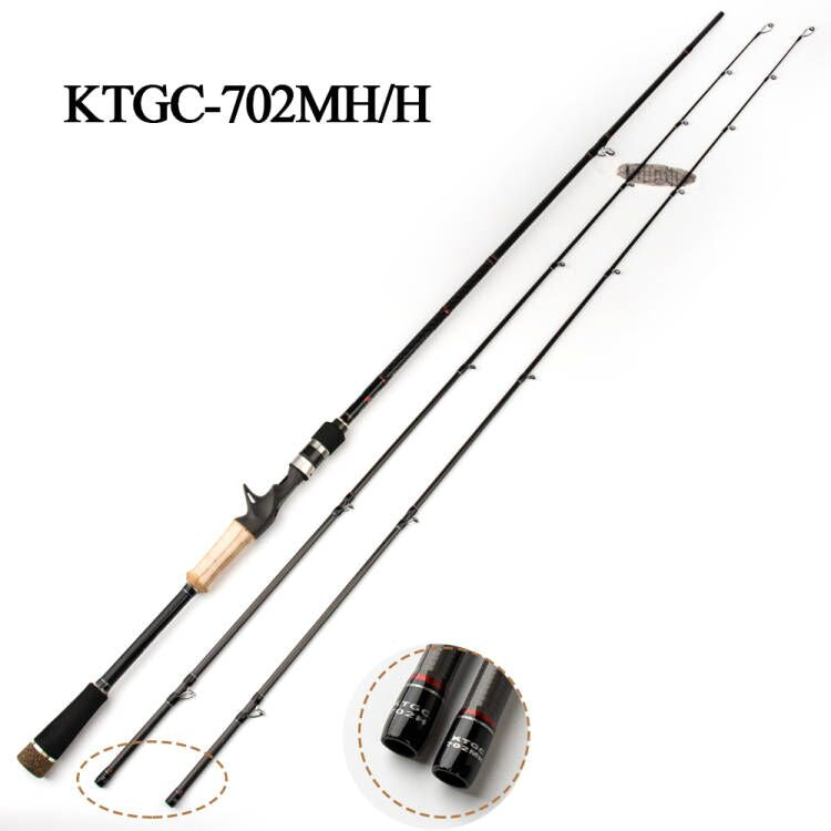 KUYING 2.1m Tournament Double Tips MH H Hard Casting Spinning Lure Fishing Rod Carbon Fiber Cane Pole Stick Medium Fast 7-28g Pike Fish