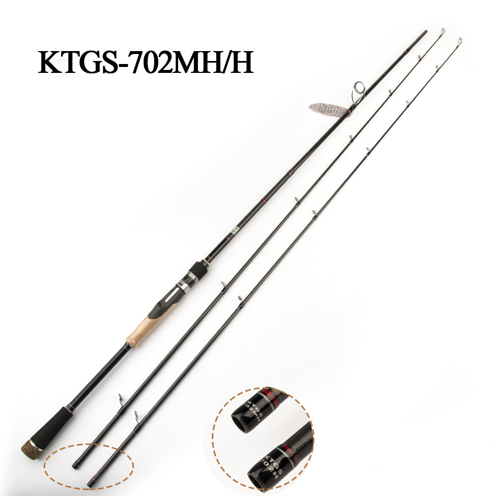 KUYING 2.1m Tournament Double Tips MH H Hard Casting Spinning Lure Fishing Rod Carbon Fiber Cane Pole Stick Medium Fast 7-28g Pike Fish