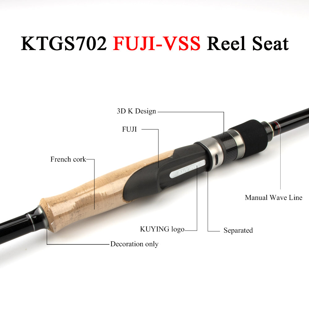 KUYING 2.1m Tournament Double Tips MH H Hard Casting Spinning Lure Fishing Rod Carbon Fiber Cane Pole Stick Medium Fast 7-28g Pike Fish