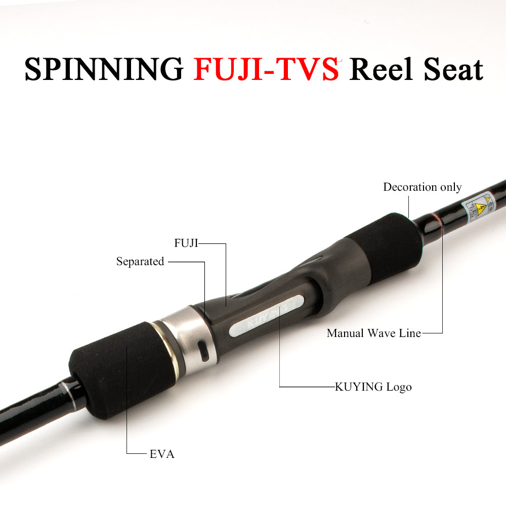 KUYING TOP CASTER 7'0'' 2.1m Spinning Casting Lure Fishing Rod Cane Pole ML Medium Light Soft 2 Sections Carbon Medium Fast Action