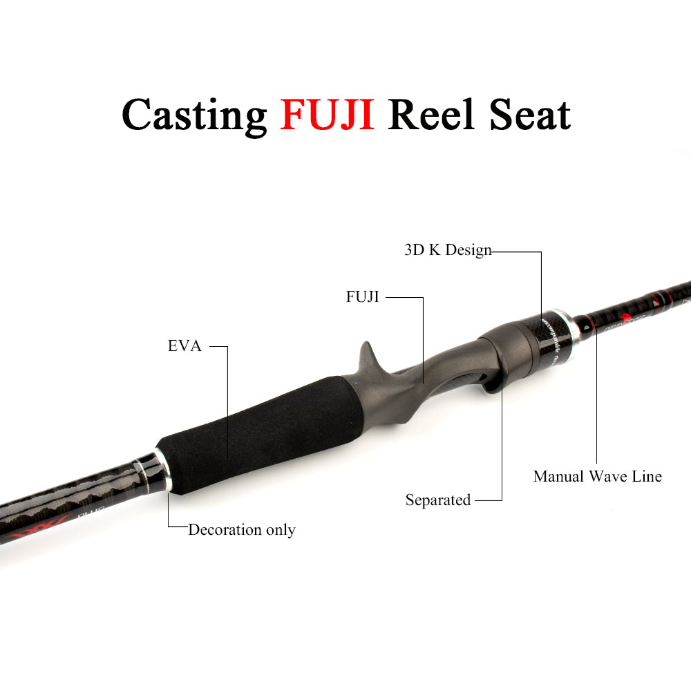 KUYING Pirate Casting Spinning M 2.58m 8'6" 2.88m 9‘6‘’ Lure Fishing Rod Fish Cane Pole Stick FUJI Spare Parts Carbon Fiber Medium Fast