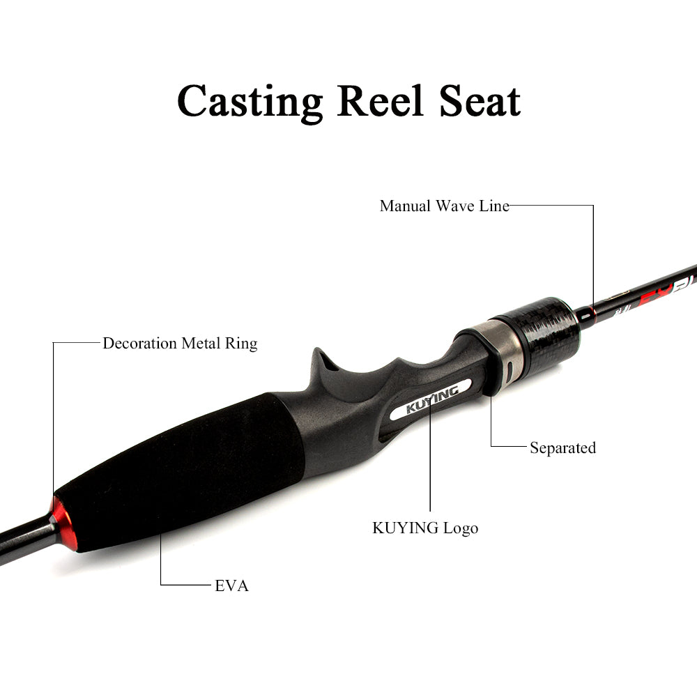 KUYING EXPLORER 5'6'' 1.68m 6'0'' 1.8m 1-8g Lure Ultra Light UL Solid Trout Fishing Rod Pole Spinning Casting Cane Carbon Fiber