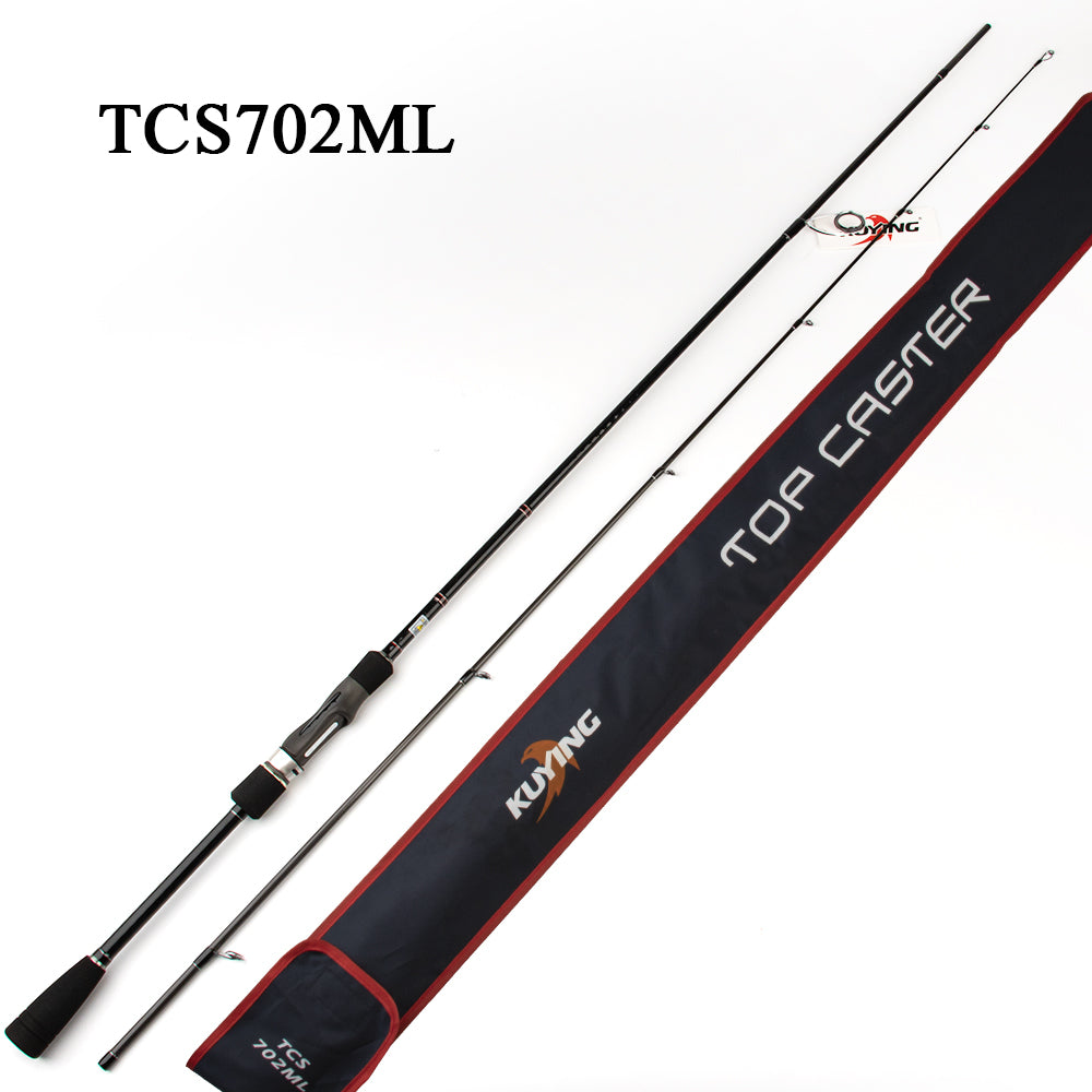 KUYING TOP CASTER 7'0'' 2.1m Spinning Casting Lure Fishing Rod Cane Pole ML Medium Light Soft 2 Sections Carbon Medium Fast Action